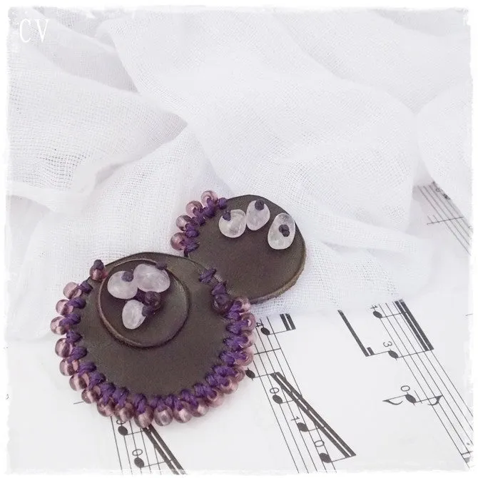 Amethyst Bubble Leather Brooch