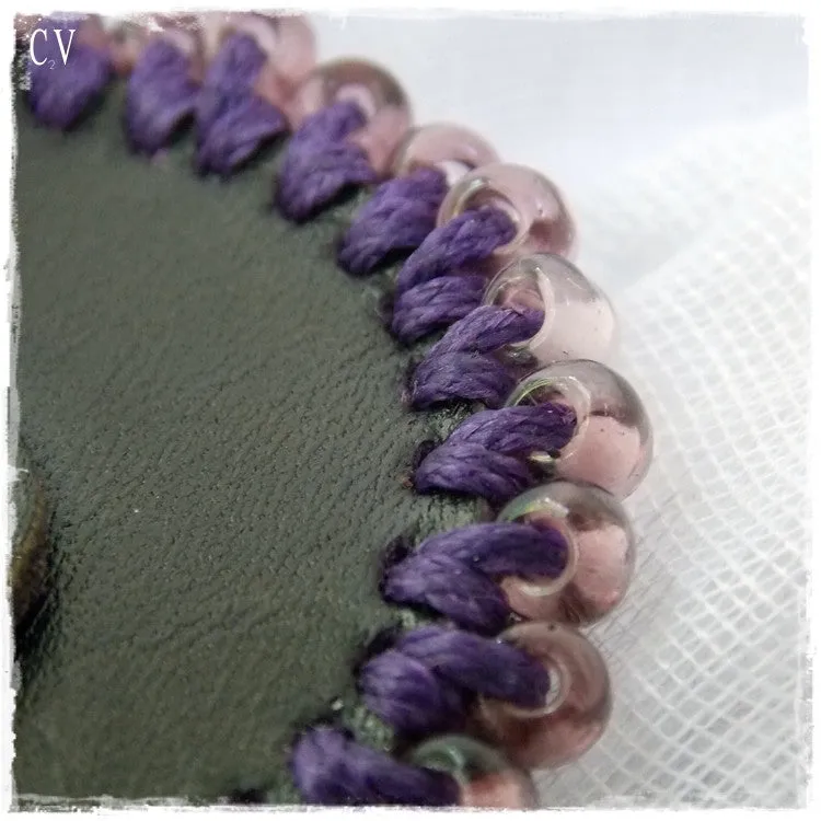 Amethyst Bubble Leather Brooch