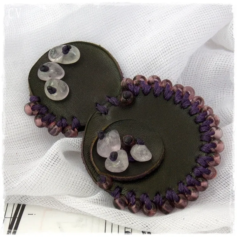 Amethyst Bubble Leather Brooch