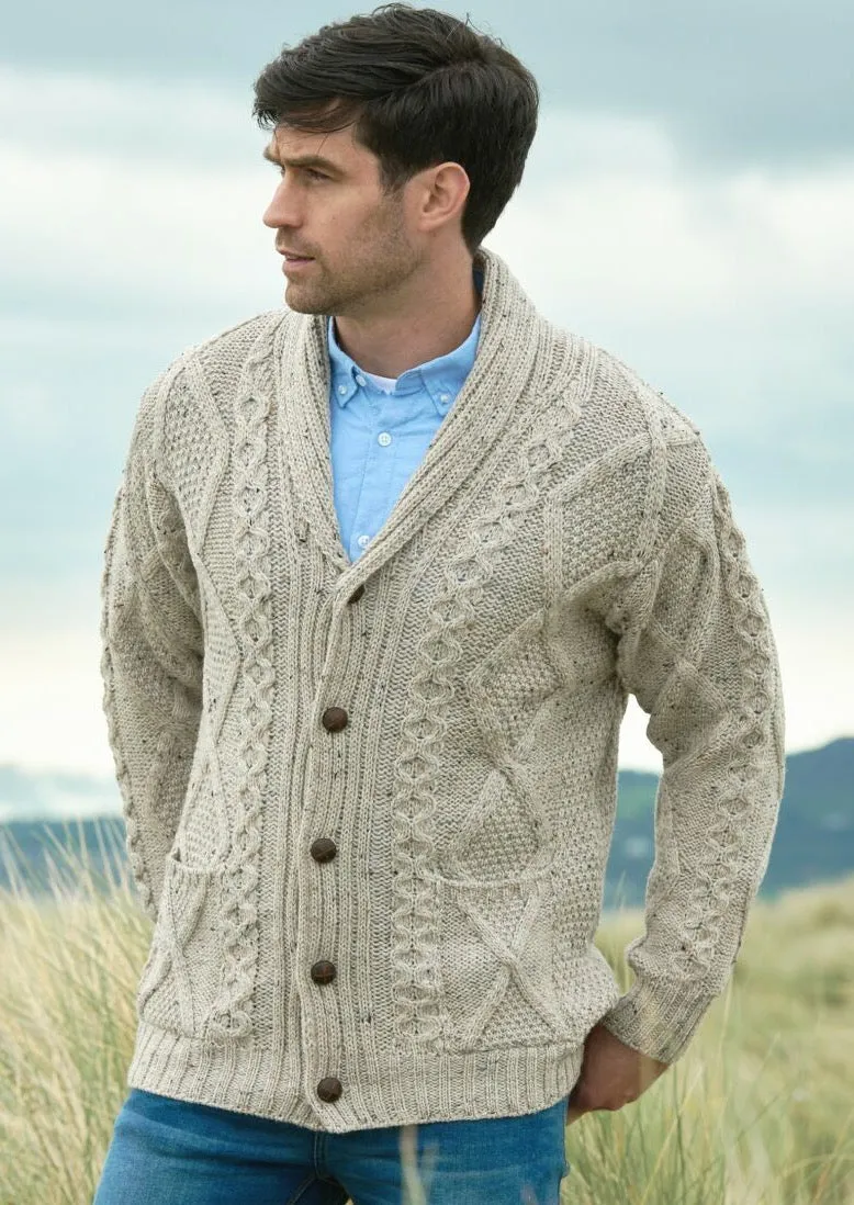 Aran Crafts Button Cardigan | Oatmeal