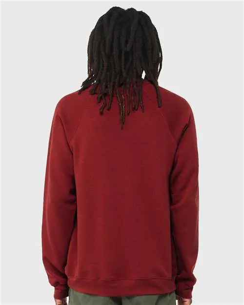 BELLA   CANVAS Sponge Fleece Raglan Crewneck Sweatshirt 3901 Cardinal