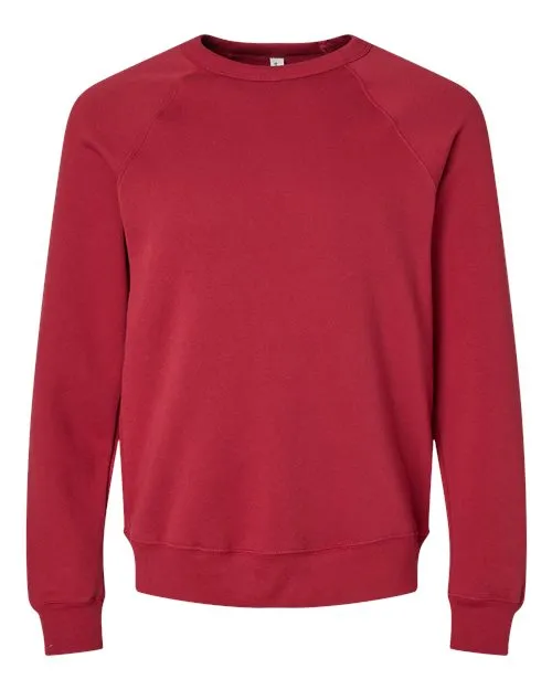 BELLA   CANVAS Sponge Fleece Raglan Crewneck Sweatshirt 3901 Cardinal