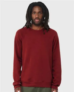 BELLA   CANVAS Sponge Fleece Raglan Crewneck Sweatshirt 3901 Cardinal