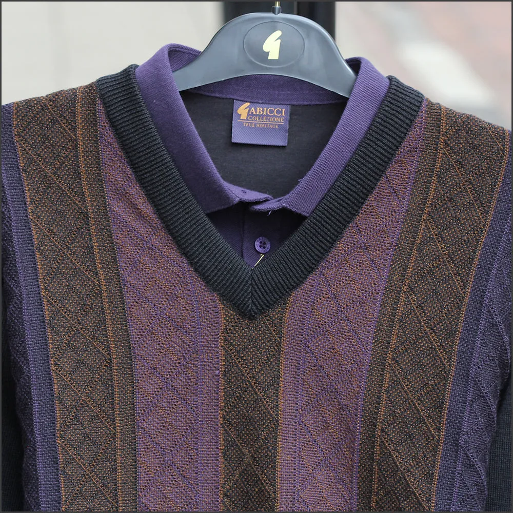 Gabicci M01 Black Patterned  V Neck^