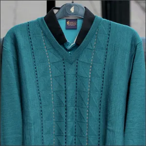 Gabicci M06 Teal Patterned V Neck/