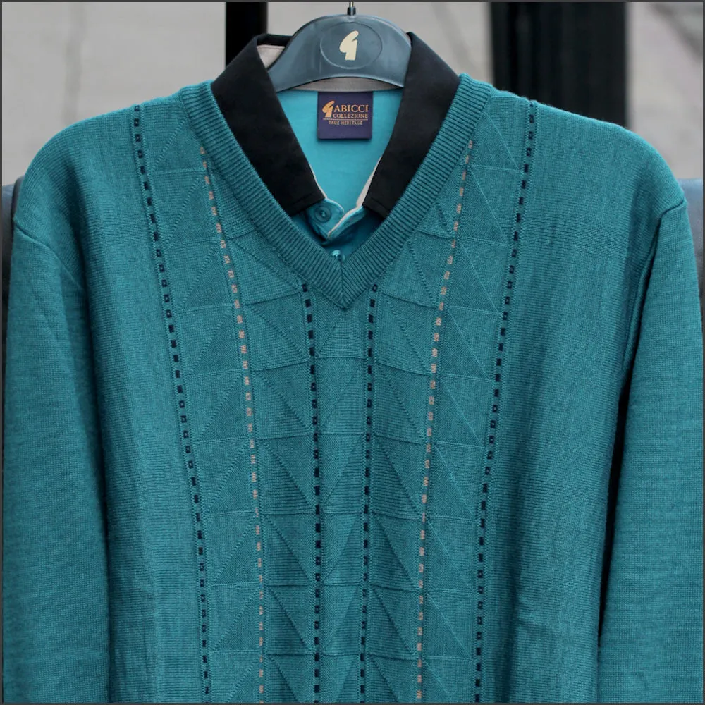 Gabicci M06 Teal Patterned V Neck/