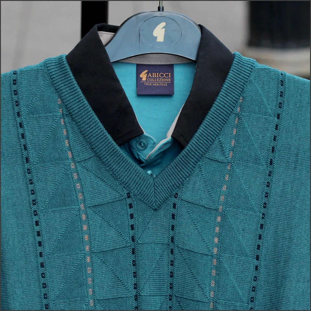 Gabicci M06 Teal Patterned V Neck/