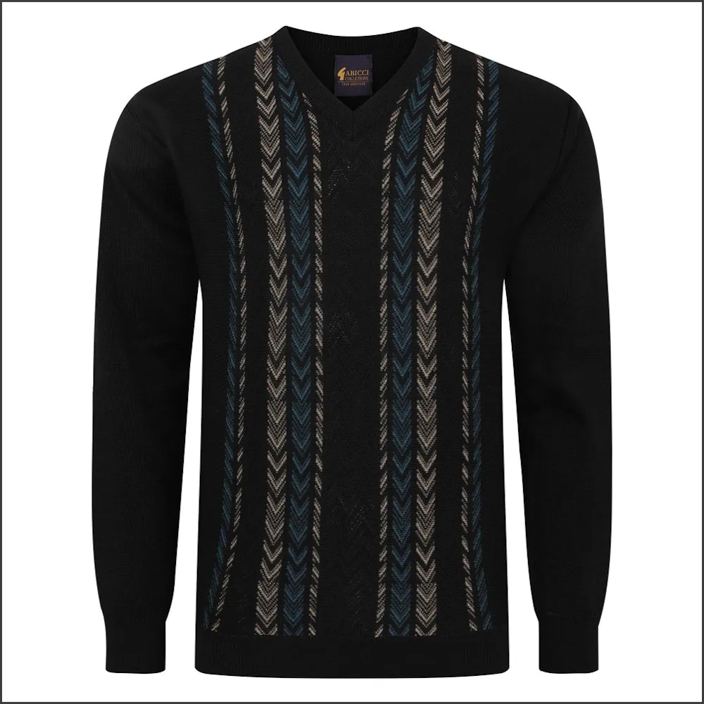 Gabicci M08 Black Patterned V Neck/