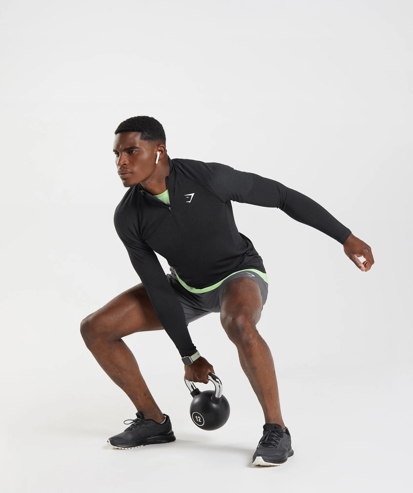 Gymshark Vital Seamless 1/4 Zip - Black/Silhouette Grey