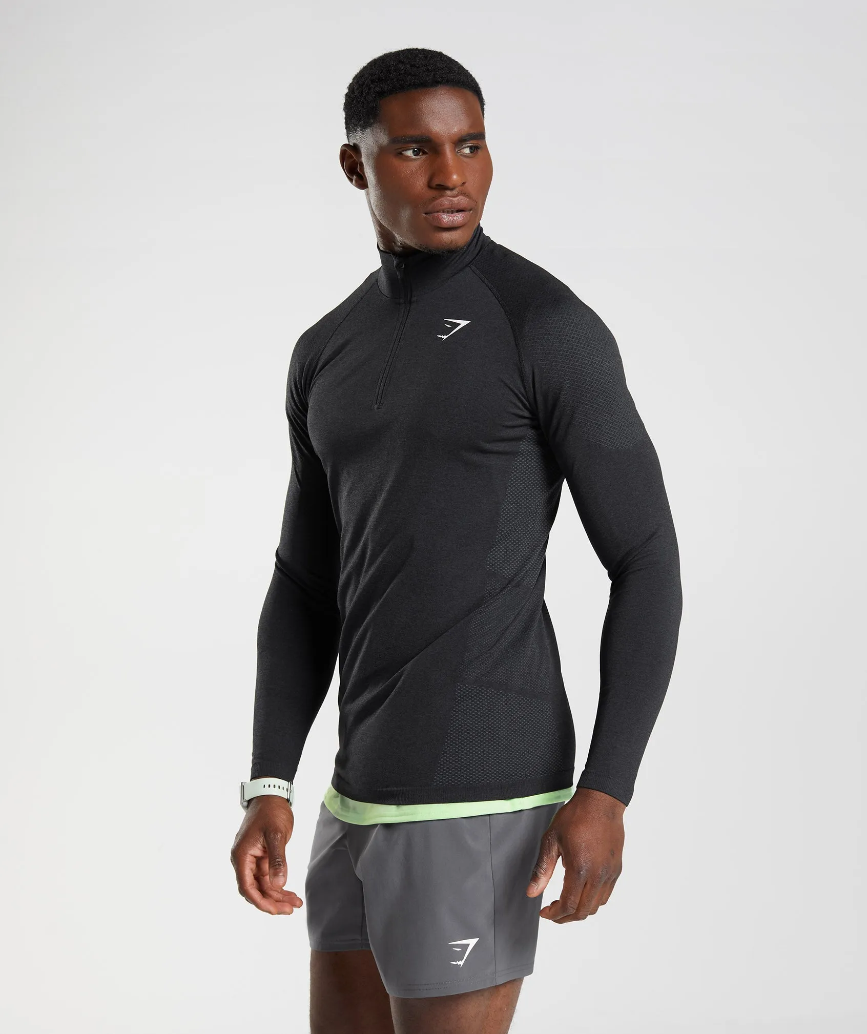 Gymshark Vital Seamless 1/4 Zip - Black/Silhouette Grey