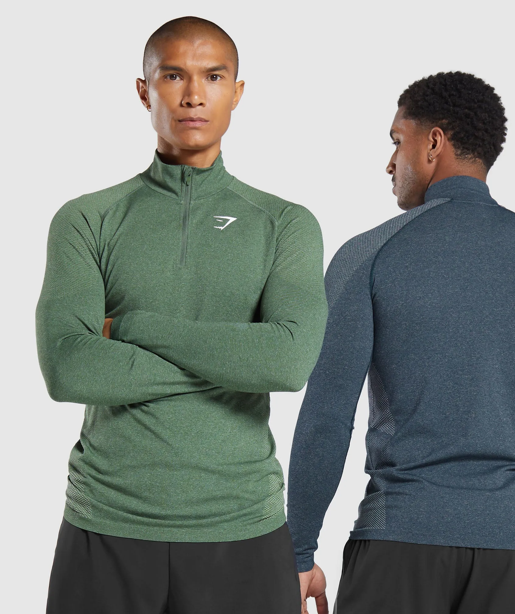 Gymshark Vital Seamless 1/4 Zip - Navy/Light Grey