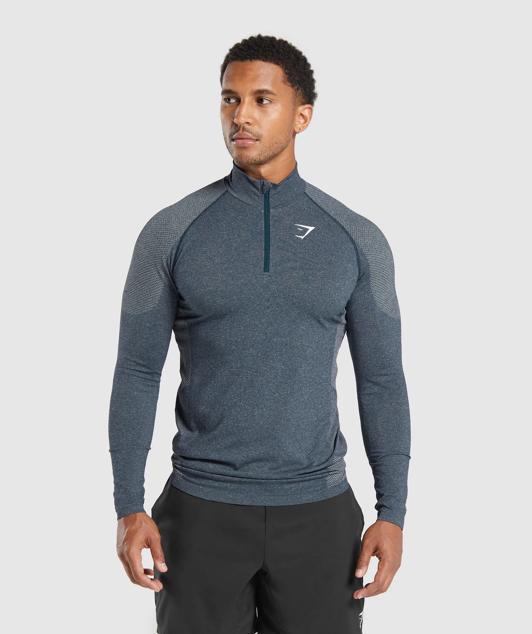 Gymshark Vital Seamless 1/4 Zip - Navy/Light Grey