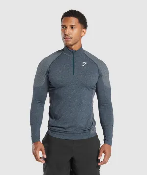 Gymshark Vital Seamless 1/4 Zip - Navy/Light Grey
