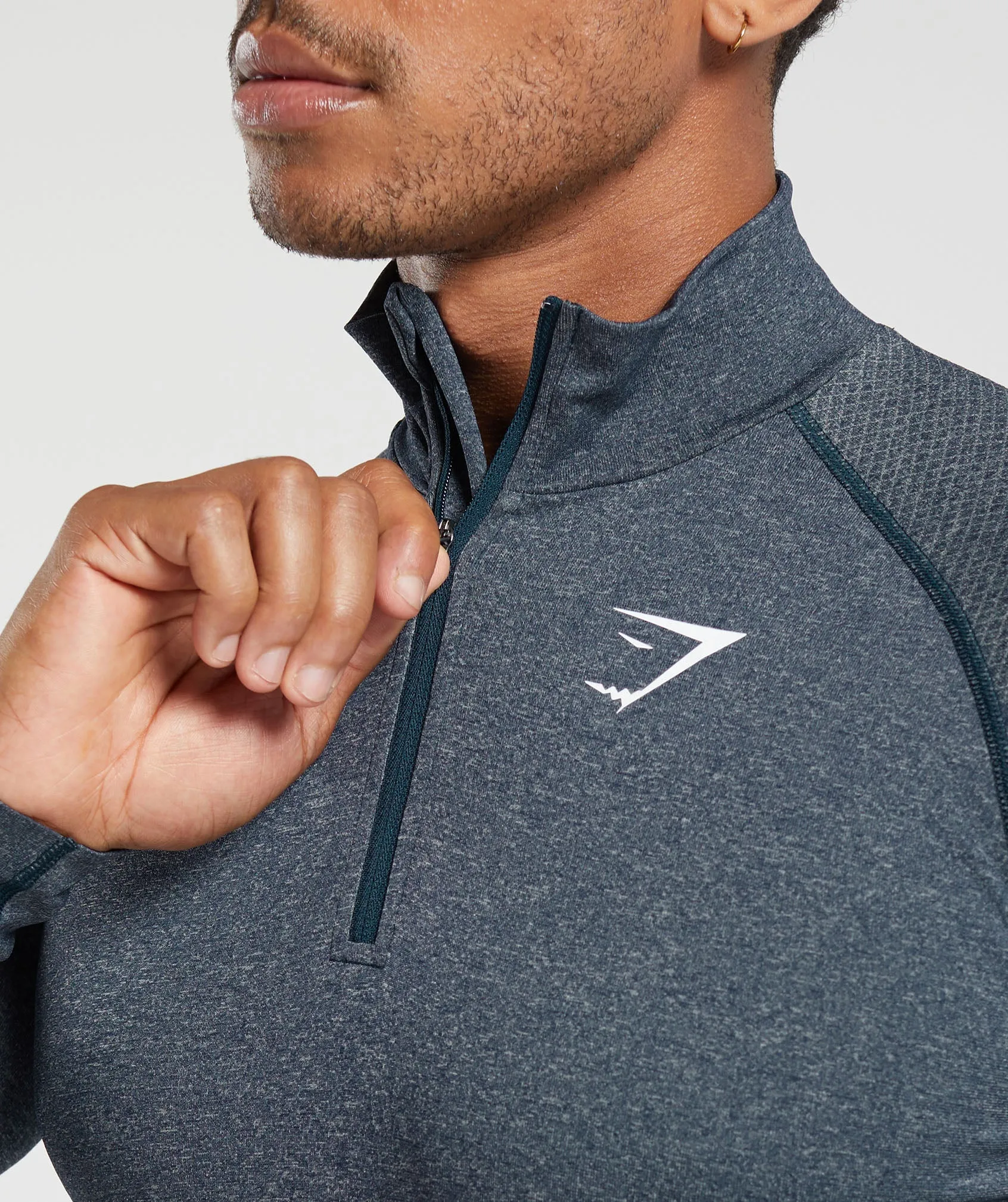 Gymshark Vital Seamless 1/4 Zip - Navy/Light Grey