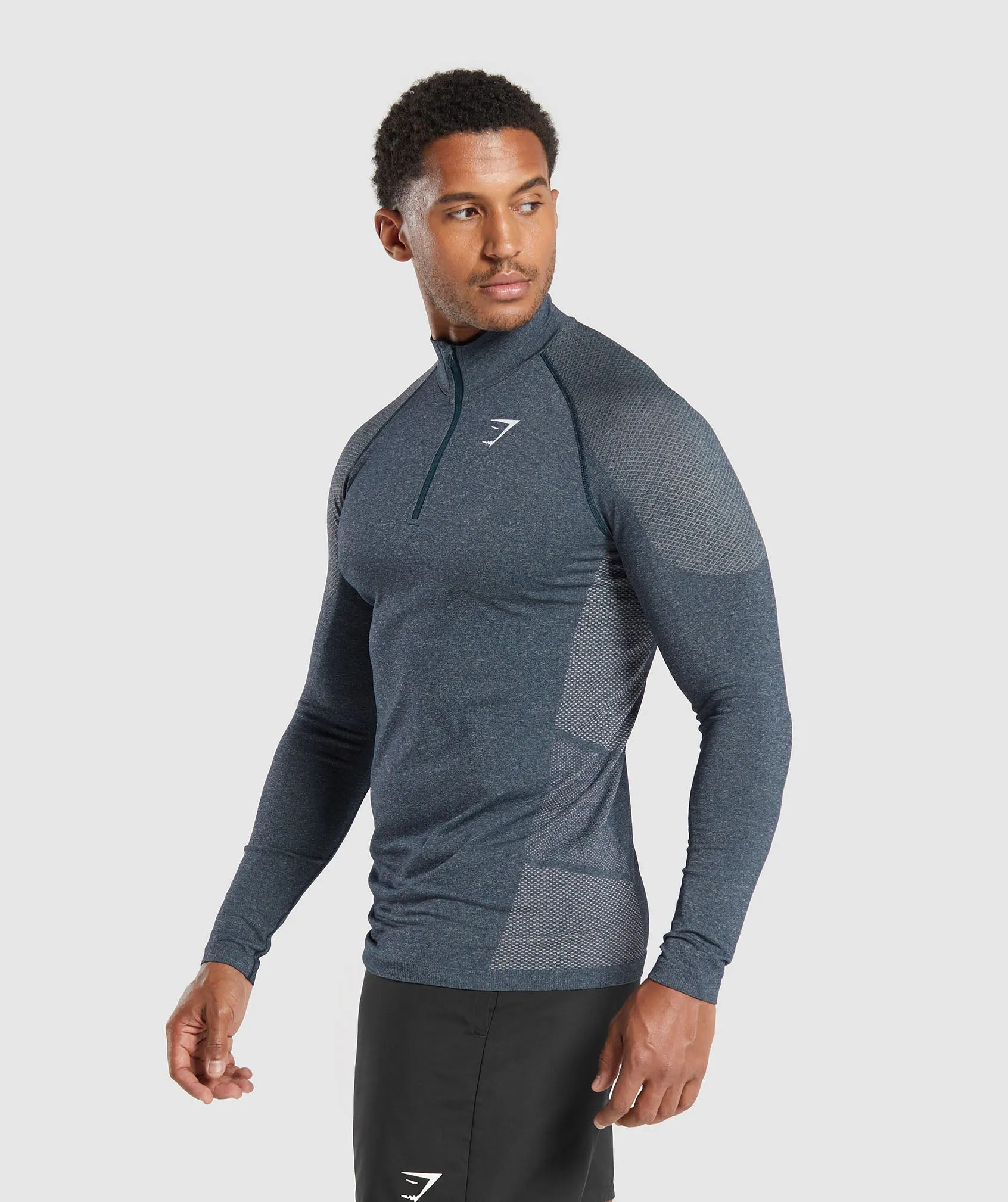 Gymshark Vital Seamless 1/4 Zip - Navy/Light Grey