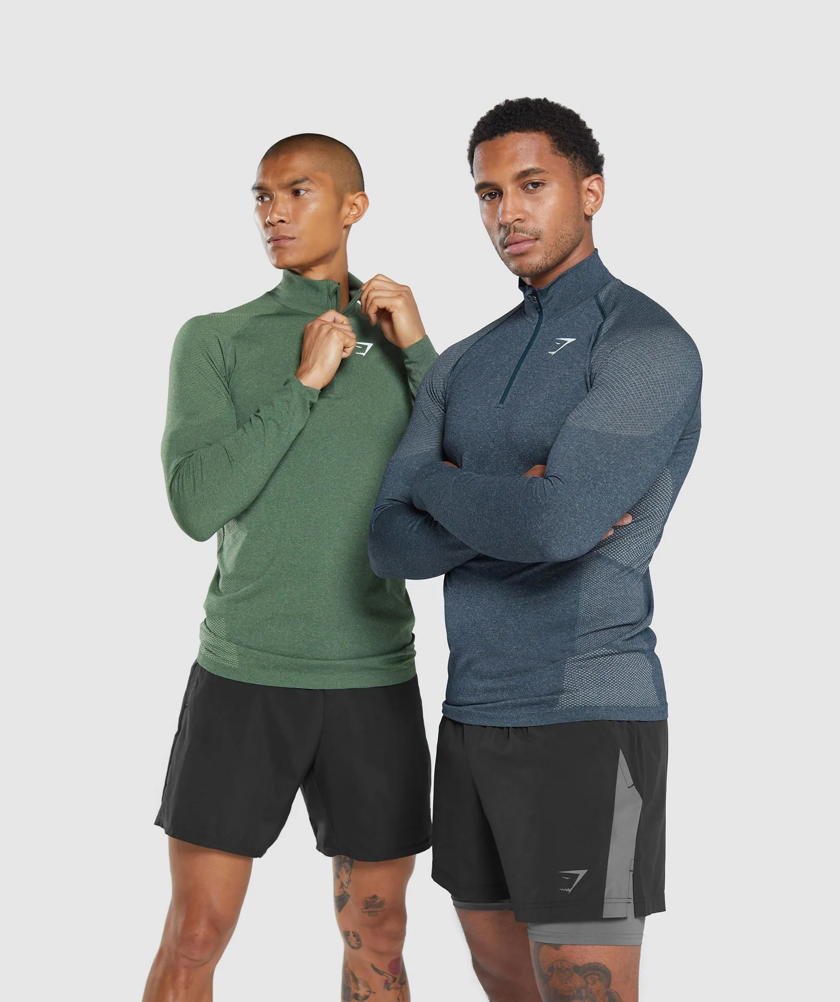 Gymshark Vital Seamless 1/4 Zip - Navy/Light Grey