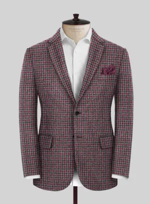 Highlander Heavy Maroon Houndstooth Tweed Jacket