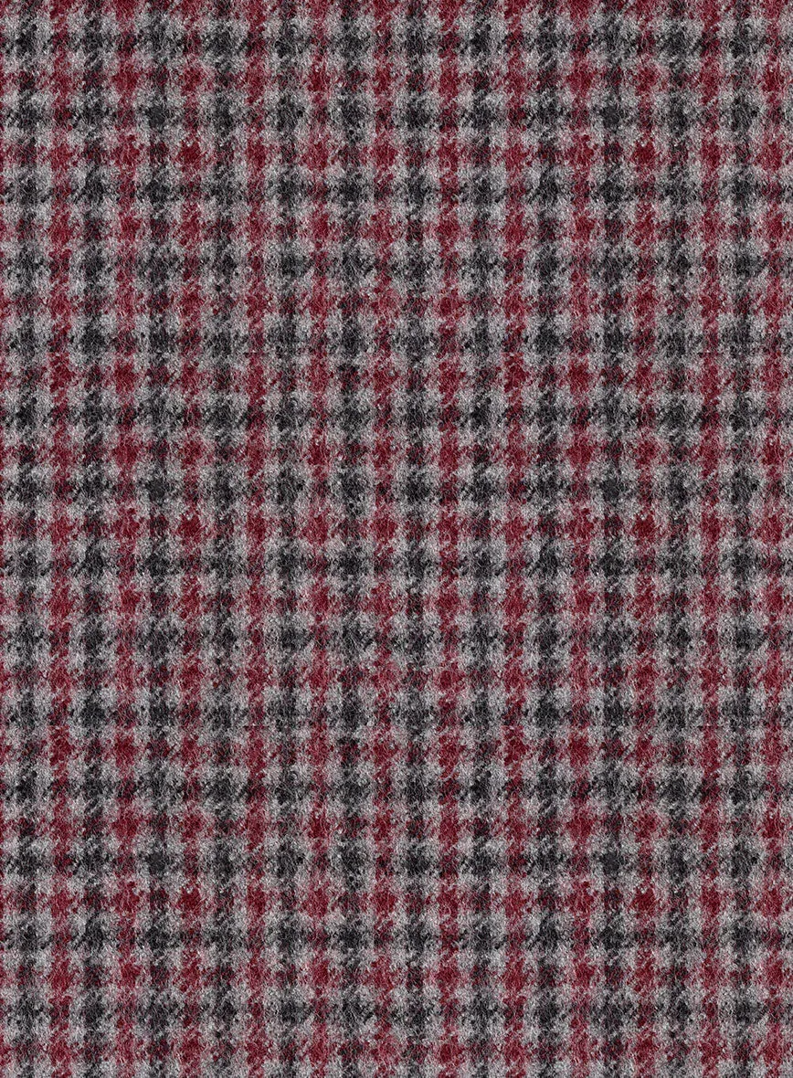Highlander Heavy Maroon Houndstooth Tweed Jacket