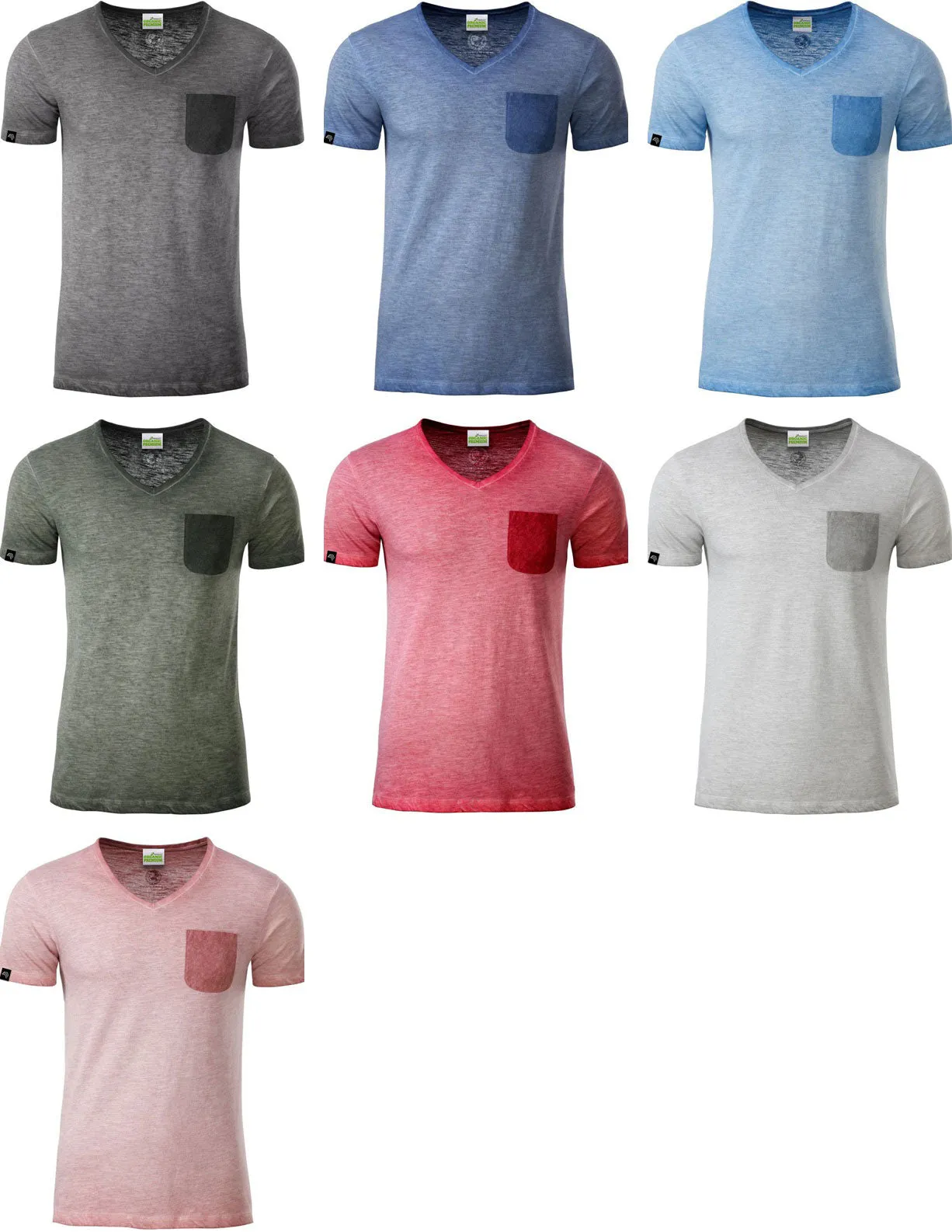 JAN 8016 ― Herren Bio-Baumwolle V-Neck Flammgarn T-Shirt - Graphite Grau