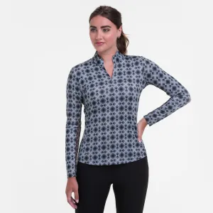 Long Sleeve Argyle Optical Zip Mock