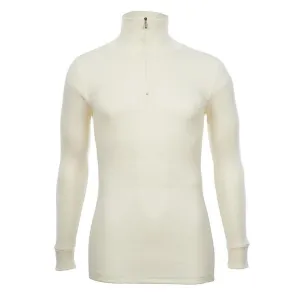 Merino Skins Unisex Long Sleeve Half Zip Front - White