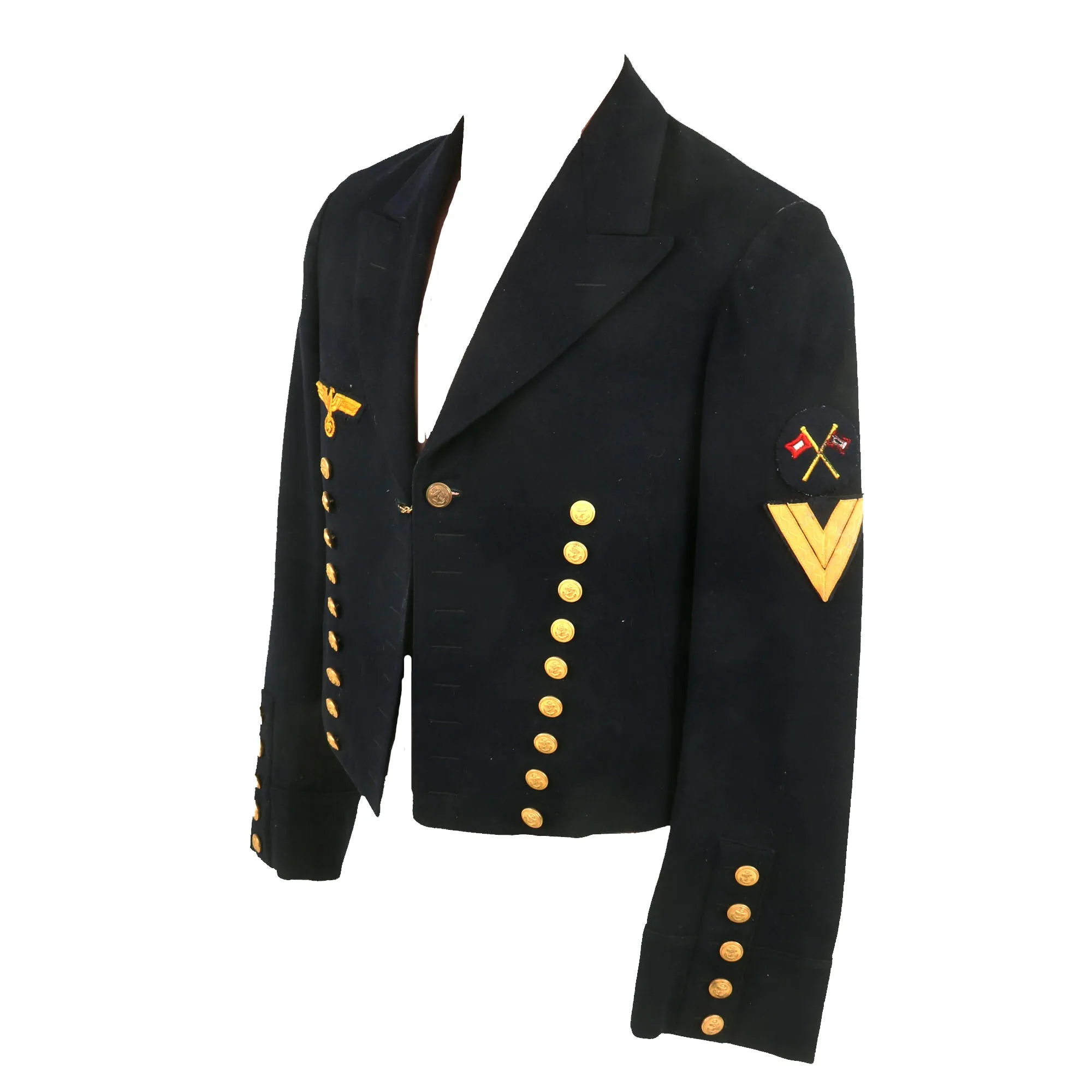 Original German WWII Kriegsmarine Signals Enlisted Man’s Evening Dress Reefer Jacket - Signalobergefreiter