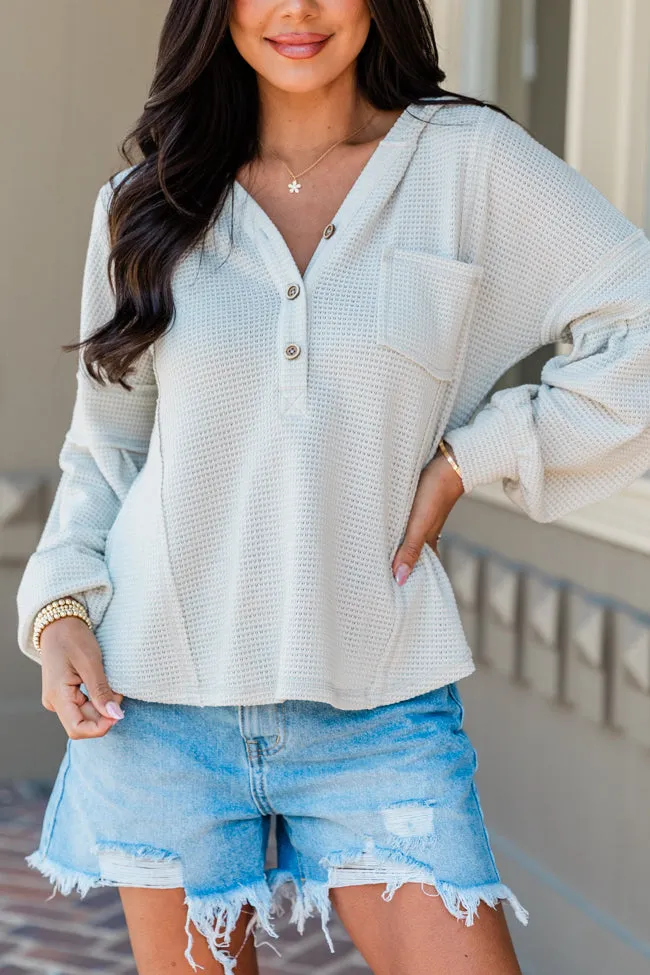 Overcome The Odds Sage Hooded Waffle Knit Top