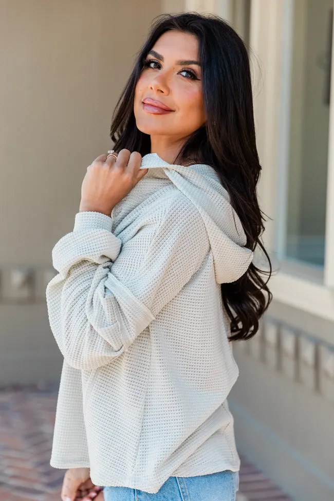 Overcome The Odds Sage Hooded Waffle Knit Top