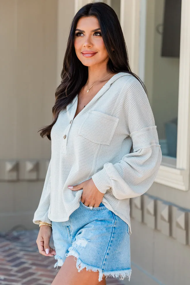 Overcome The Odds Sage Hooded Waffle Knit Top