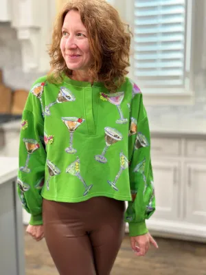 Queen of Sparkles - Green Multi Martini Glass Sweatshirt