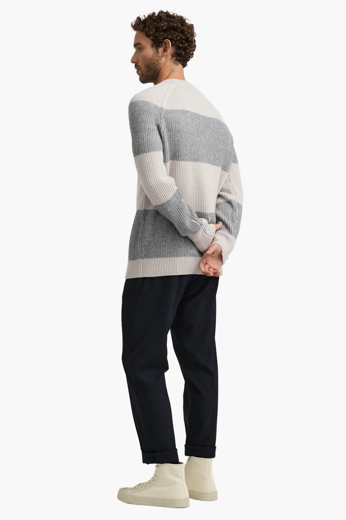 Toorallie | Heavy Gauge Rib Stripe Crew Knit